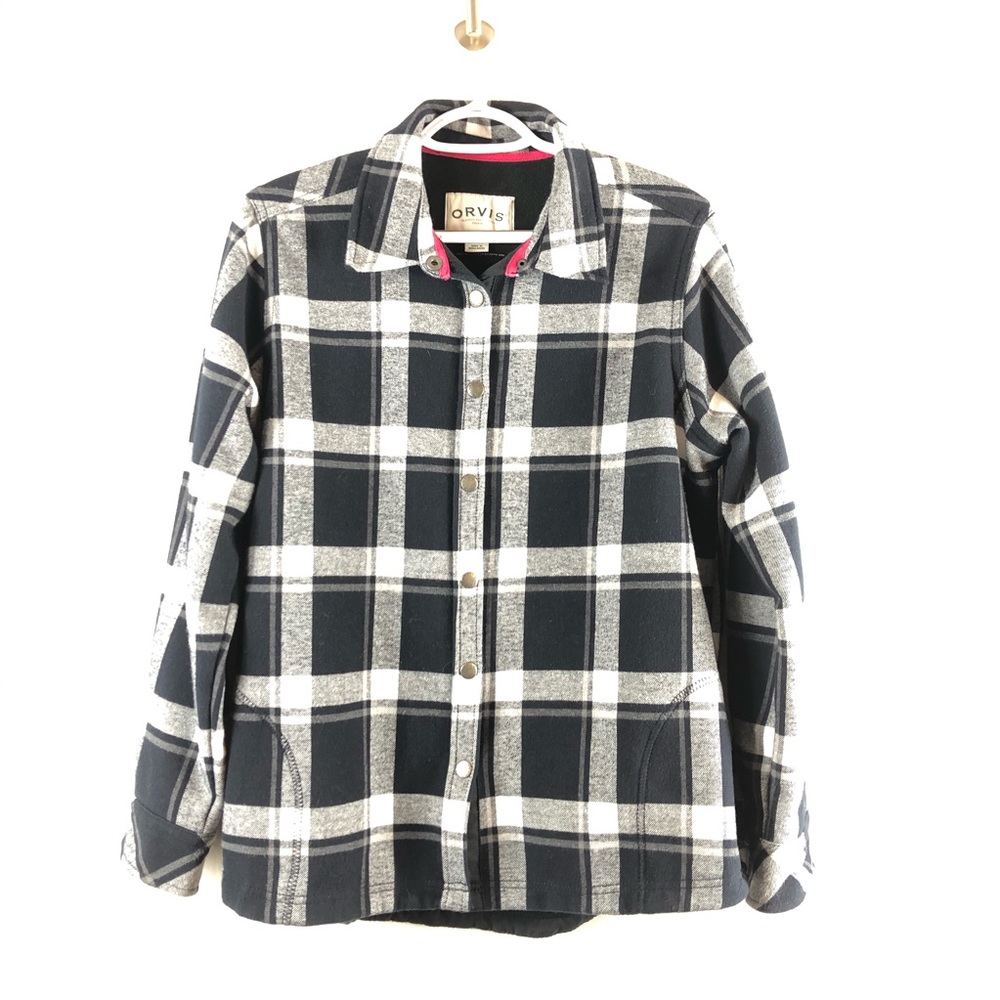 Orvis Flannel lined large plaid shirt jacket